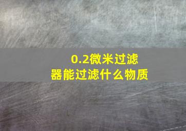 0.2微米过滤器能过滤什么物质