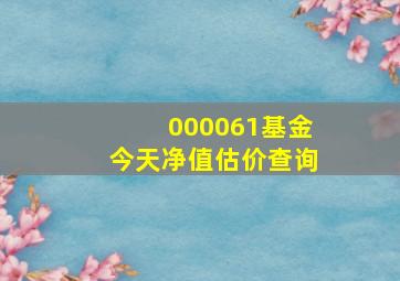 000061基金今天净值估价查询