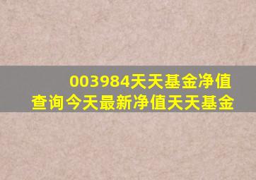 003984天天基金净值查询今天最新净值天天基金