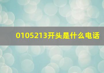 0105213开头是什么电话