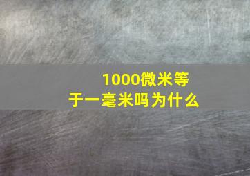 1000微米等于一毫米吗为什么