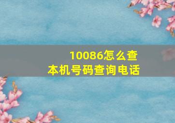 10086怎么查本机号码查询电话