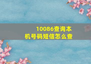 10086查询本机号码短信怎么查