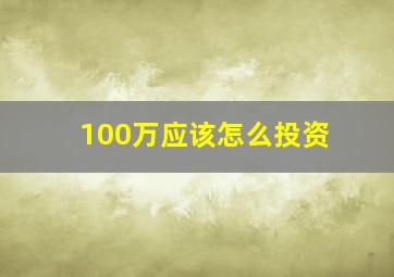 100万应该怎么投资