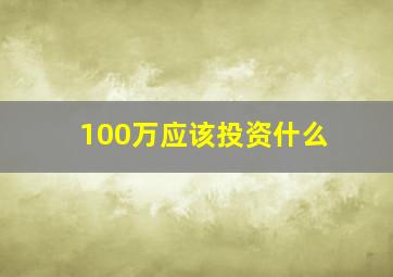 100万应该投资什么