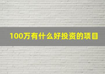 100万有什么好投资的项目