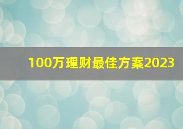 100万理财最佳方案2023