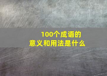 100个成语的意义和用法是什么