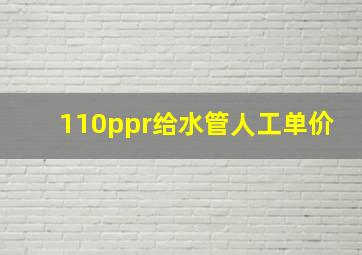 110ppr给水管人工单价