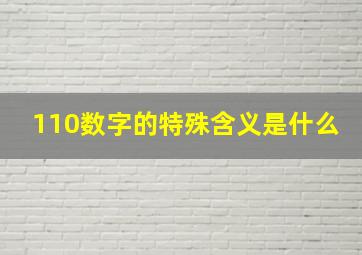 110数字的特殊含义是什么