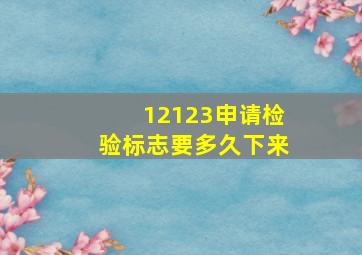 12123申请检验标志要多久下来