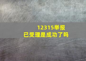 12315举报已受理是成功了吗