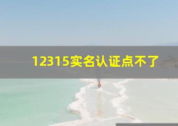 12315实名认证点不了