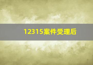 12315案件受理后