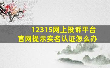 12315网上投诉平台官网提示实名认证怎么办