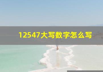 12547大写数字怎么写