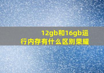 12gb和16gb运行内存有什么区别荣耀