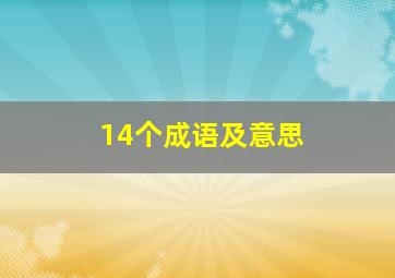 14个成语及意思