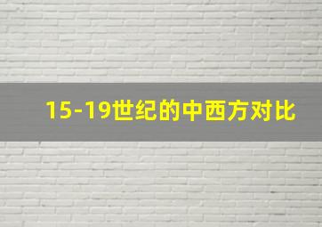 15-19世纪的中西方对比