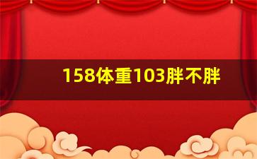 158体重103胖不胖