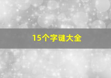 15个字谜大全