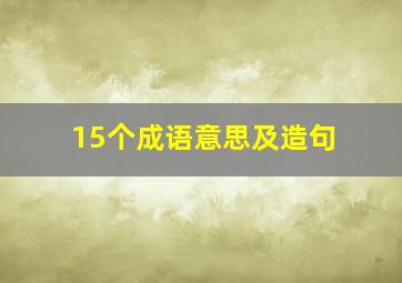 15个成语意思及造句