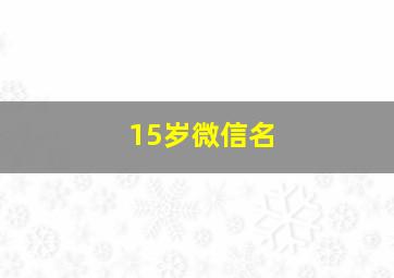 15岁微信名