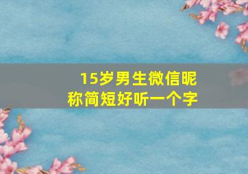 15岁男生微信昵称简短好听一个字