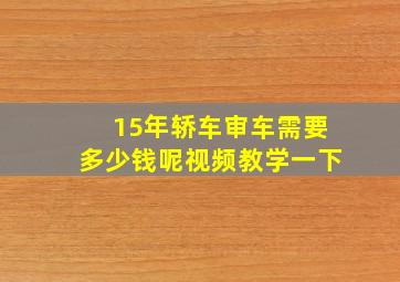 15年轿车审车需要多少钱呢视频教学一下