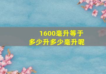 1600毫升等于多少升多少毫升呢