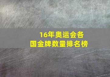 16年奥运会各国金牌数量排名榜