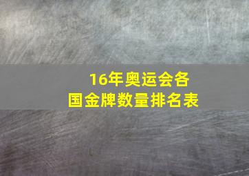 16年奥运会各国金牌数量排名表