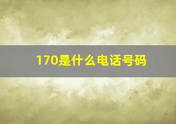 170是什么电话号码