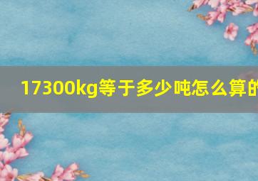 17300kg等于多少吨怎么算的