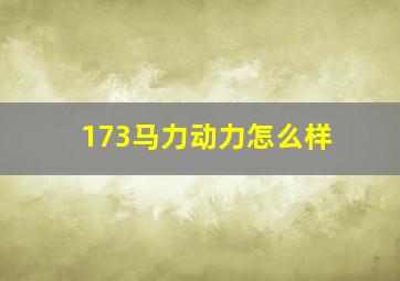 173马力动力怎么样