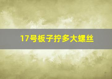 17号板子拧多大螺丝