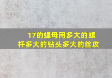 17的螺母用多大的螺杆多大的钻头多大的丝攻