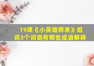 19课《小英雄雨来》组词3个词语有哪些成语解释