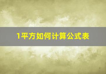 1平方如何计算公式表