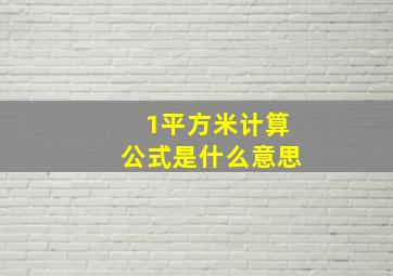 1平方米计算公式是什么意思