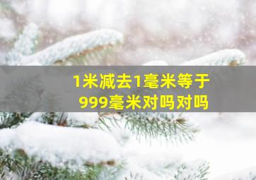 1米减去1毫米等于999毫米对吗对吗