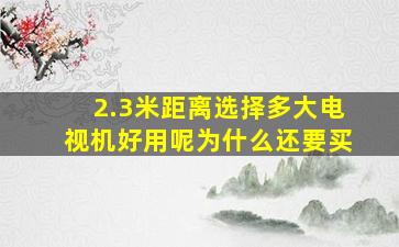 2.3米距离选择多大电视机好用呢为什么还要买