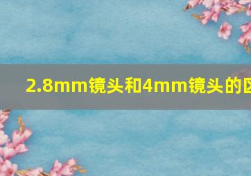 2.8mm镜头和4mm镜头的区别