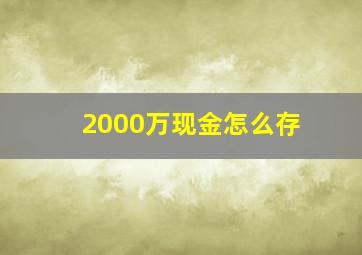 2000万现金怎么存