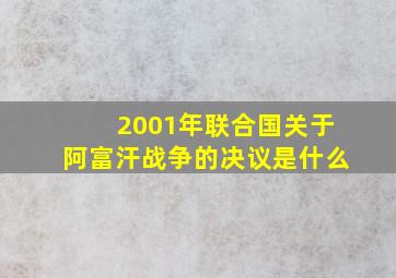 2001年联合国关于阿富汗战争的决议是什么