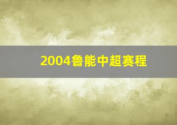 2004鲁能中超赛程