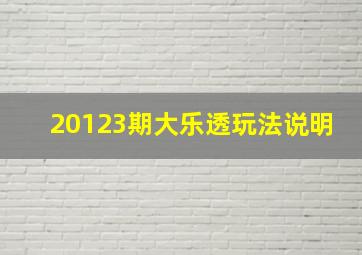 20123期大乐透玩法说明