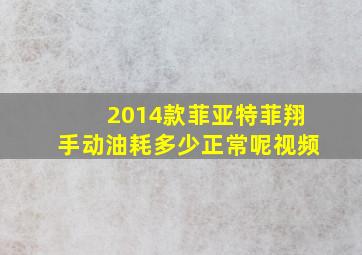 2014款菲亚特菲翔手动油耗多少正常呢视频