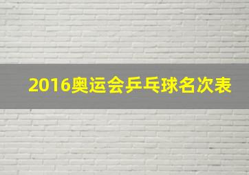 2016奥运会乒乓球名次表