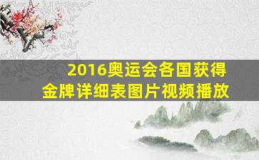 2016奥运会各国获得金牌详细表图片视频播放